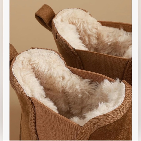 NEW Women’s Chestnut Slip On Suede Platform Mini Ankle Chelsea Boot Size 10 - Picture 5 of 9